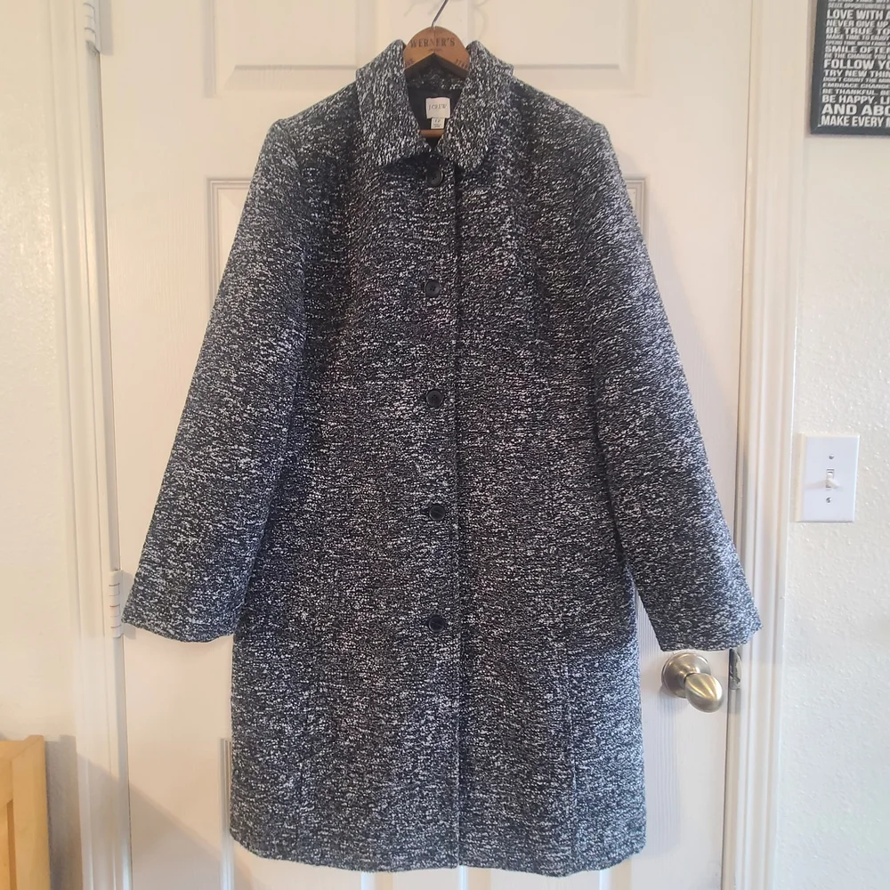 J. Crew Black and White Marled Pea Coat - Picture 3 of 16